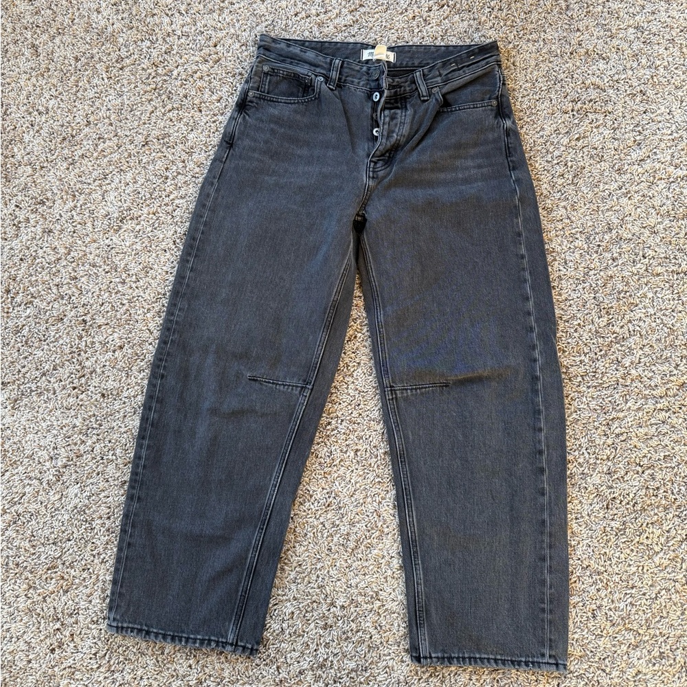 Madewell The Darted Barrel-Leg Jean in Washed Black